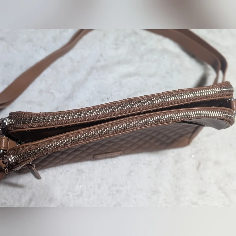 Vera Bradley Quilted Brown Leather Shoulder Bag - Picture 2 of 14